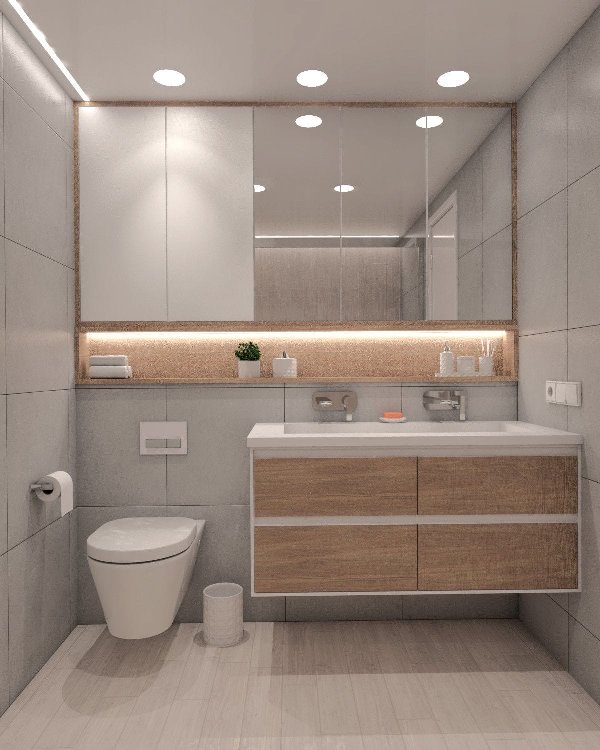 Lavabo moderno tonos gris