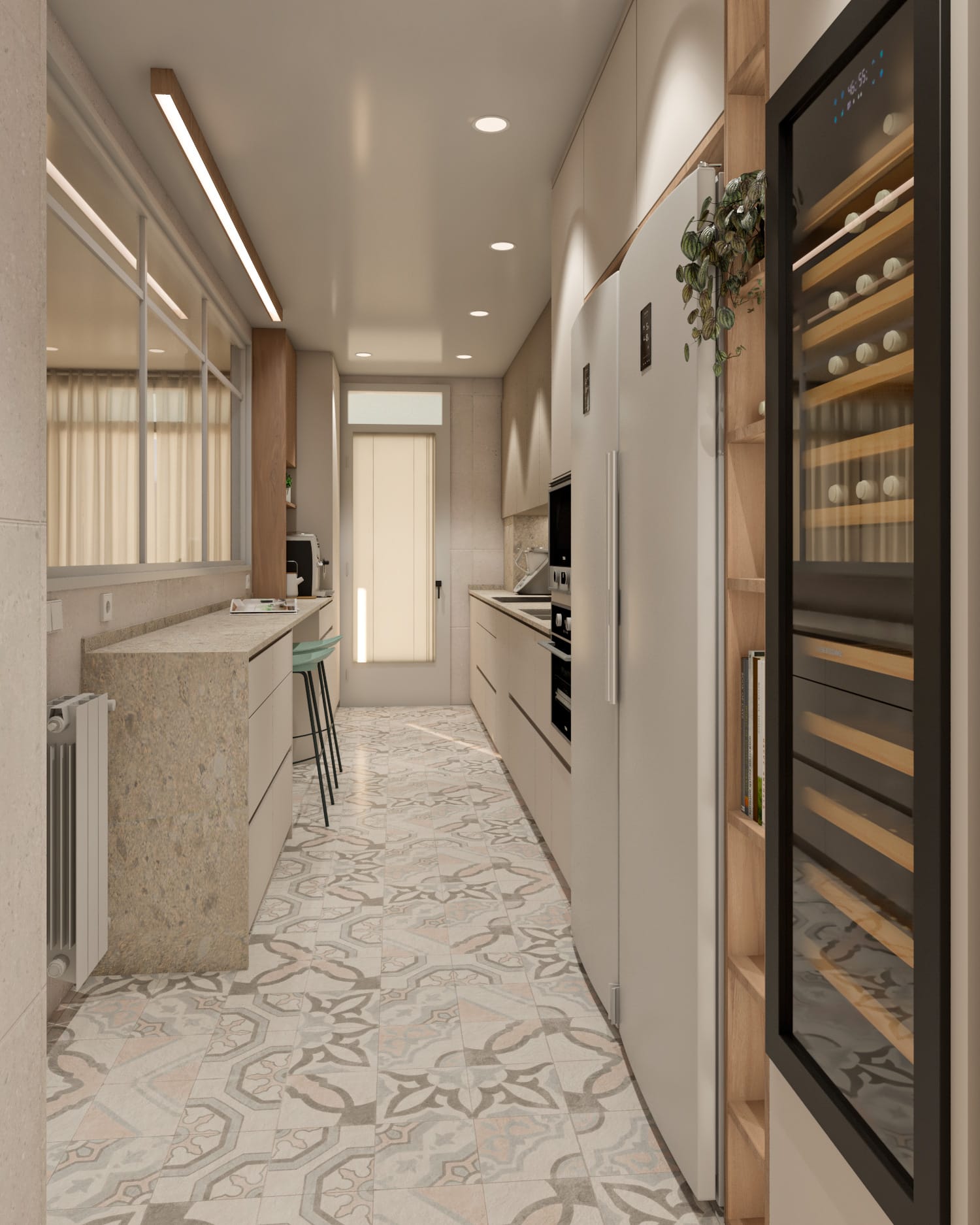 cocina calida pasillo